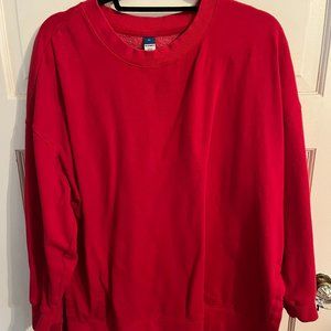 RED Oversized Boyfriend Garment-Dyed Tunic Sweatshirt for Women